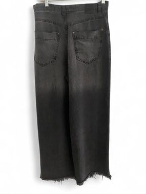 WE THE FREE FADED BLACK WIDE LEG CROPPED RAW HEM DENIM JEANS SIZE 28